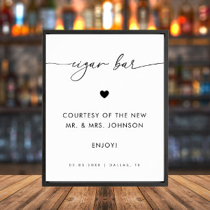 Modernes Script Cigar Bar Minimalistisch Wedding S Poster
