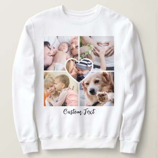 Modernes Script-Collage Herz mit benutzerdefiniert Sweatshirt (Design vorne)