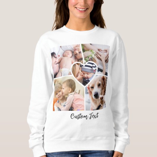 Modernes Script-Collage Herz mit benutzerdefiniert Sweatshirt (Vorderseite)