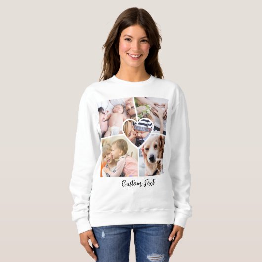 Modernes Script-Collage Herz mit benutzerdefiniert Sweatshirt (Vorne ganz)