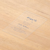 Modernes Script Coquette Bow Blue Brautparty Acryleinladungen (Ablage )