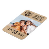 Modernes Script Couple Foto Hochzeit speichern das Magnet (Linke Seite)