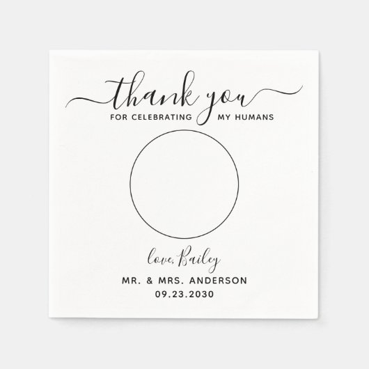 Modernes Script Custom Foto Danke Pet Wedding Serviette (Vorderseite)