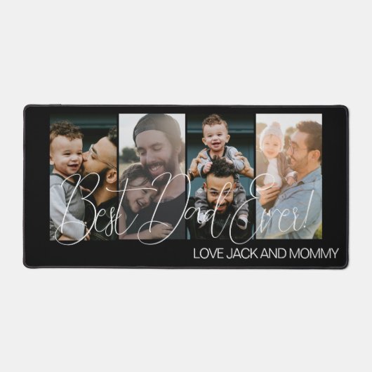 Modernes Script Custom Four Foto Vathday Schreibtischunterlage (Vorderseite)