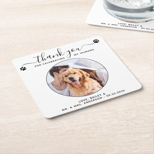 Modernes Script Custom Vielen Dank Pet Wedding Fot Rechteckiger Pappuntersetzer (angewinkelt)