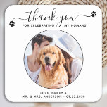 Modernes Script Custom Vielen Dank Pet Wedding Fot Rechteckiger Pappuntersetzer<br><div class="desc">Danke, dass du meine Menschen gefeiert hast! Fügen Sie Ihre Hochzeit mit diesen niedlichen, maßgeschneiderten Foto Hochzeitsfeiern die Touch hinzu. Ideal für Ihre Hochzeit nach dem Party und Empfang und als Gastgeschenke Hochzeit für Ihre Gäste. Passen Sie diese Foto Hund Hochzeit Untersetzer mit Ihrem Lieblings-Hochzeitsfest Foto, Hund der Ehre Foto,...</div>