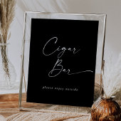 Modernes Script Dark Black Wedding Cigar Bar Poster