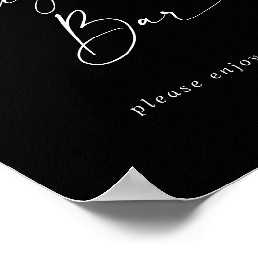 Modernes Script Dark Black Wedding Cigar Bar Poster (Ecke)