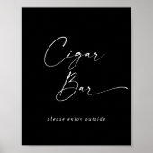 Modernes Script Dark Black Wedding Cigar Bar Poster (Vorne)