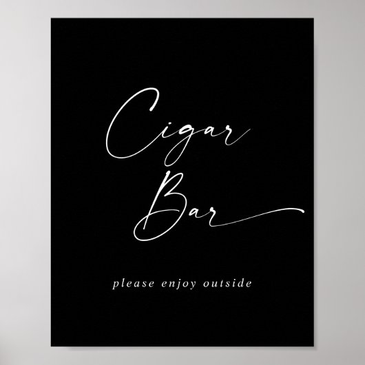 Modernes Script Dark Black Wedding Cigar Bar Poster (Vorne)