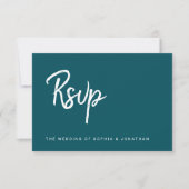 Modernes Script Deep Aquamarin | Wahl zum Hochzeit RSVP Karte (Vorderseite)