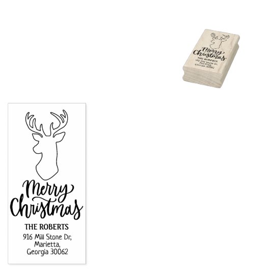 Modernes Script Deer Frohe Weihnachten Gummistempel (Stempel)