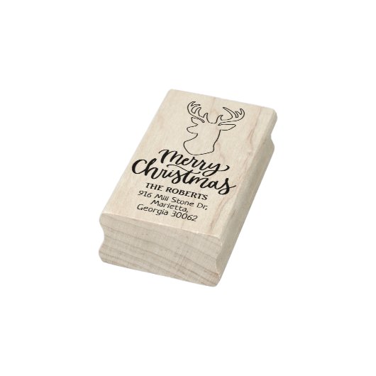 Modernes Script Deer Frohe Weihnachten Gummistempel (Stempel)