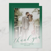 Modernes Script Dunkelgrün 2-Foto Hochzeit Vielen  Dankeskarte (Vorne/Hinten)