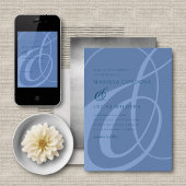 Modernes Script dusty Blue Ampersand Hochzeit Einladung
