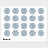 Modernes Script Dusty Blue Danke Brautparty Runder Aufkleber (Blatt)