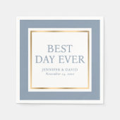 Modernes Script Dusty Blue Gold Wedding Napkins Serviette (Vorderseite)