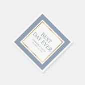 Modernes Script Dusty Blue Gold Wedding Napkins Serviette (Ecke)