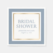 Modernes Script Dusty Blue und Gold Brautparty Serviette (Vorderseite)