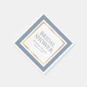 Modernes Script Dusty Blue und Gold Brautparty Serviette (Ecke)