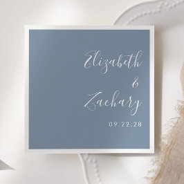 Modernes Script Dusty Blue Wedding Serviette