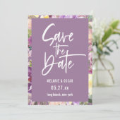 Modernes Script Dusty Lavender Foto Save the Date Ankündigung (Stehend Vorderseite)
