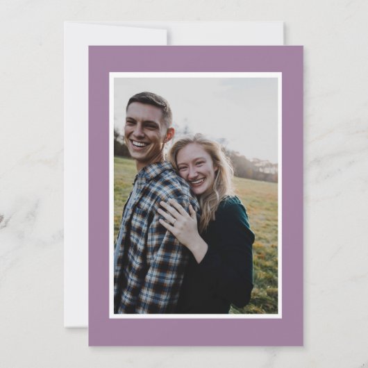 Modernes Script Dusty Lavender Foto Save the Date Ankündigung (Rückseite)