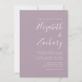 Modernes Script Dusty Lavender Wedding Einladung (Vorderseite)