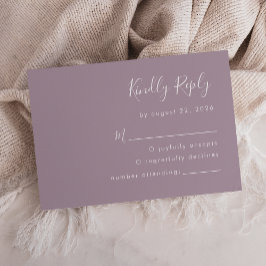 Modernes Script Dusty Lavender Wedding RSVP Karte
