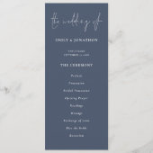 Modernes Script Dusty Navy Blue Wedding Programm (Vorderseite)
