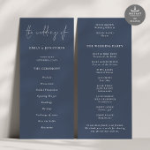 Modernes Script Dusty Navy Blue Wedding Programm