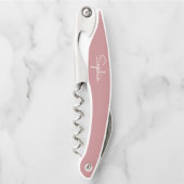 Modernes Script Dusty Rose Bridesmaid Vorschlag Ge Kellnermesser (Vorderseite)