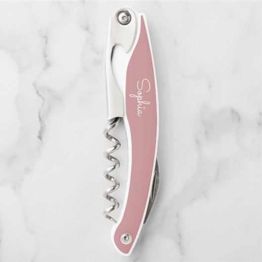 Modernes Script Dusty Rose Bridesmaid Vorschlag Ge Kellnermesser (Vorderseite)