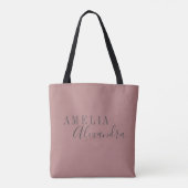 Modernes Script Dusty Rose Grau Custom Boho Chic Tasche (Rückseite)