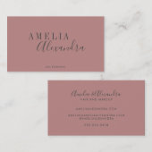 Modernes Script Dusty Rose Grau Custom Boho Chic Visitenkarte (Vorne/Hinten)