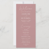 Modernes Script Dusty Rose Wedding Programm (Vorderseite)