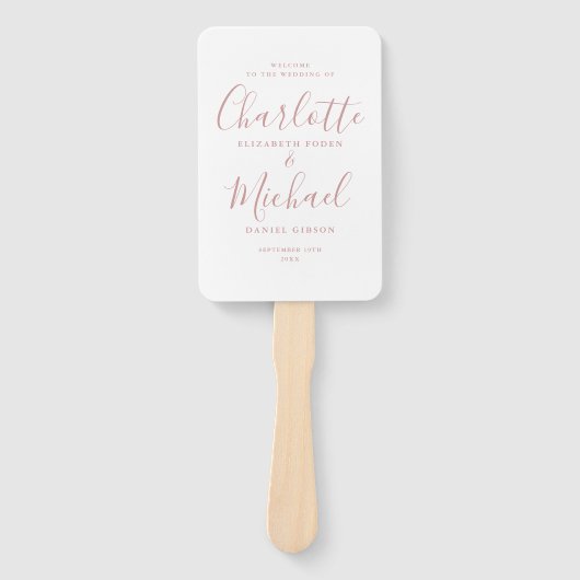 Modernes Script Dusty Rose Wedding Programm Fächer (Vorderseite)