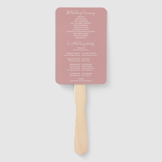 Modernes Script Dusty Rose Wedding Programm Fächer (Rückseite)