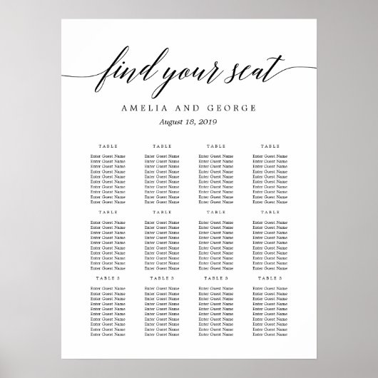 Modernes Script-EDITABLE-FARBE-Seekarten-Poster Poster (Vorne)