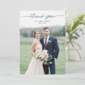 Modernes Script Einfache Foto Hochzeit Danke Karte (Stehend Vorderseite)