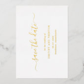 Modernes Script Einfache Hochzeit Save the Date Folieneinladung (Vorderseite)