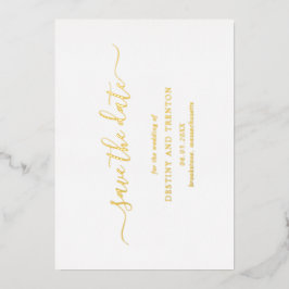 Modernes Script Einfache Hochzeit Save the Date Folieneinladung