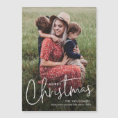 Modernes Script Einfache Weihnachtskarte für Fotos Magnetkarte (Vorderseite)
