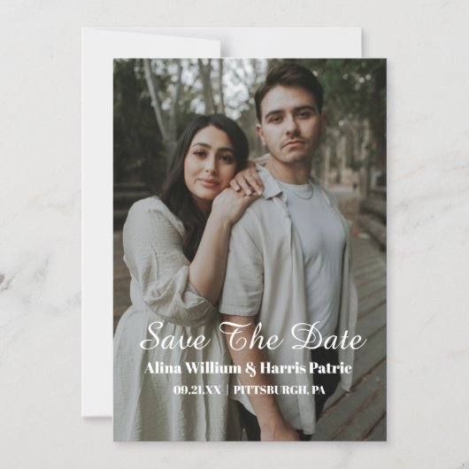 Modernes Script Einfaches Foto Save the Date Magneteinladung (Vorderseite)