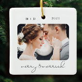 Modernes Script Elegant Merry Verheiratet Wedding Keramikornament