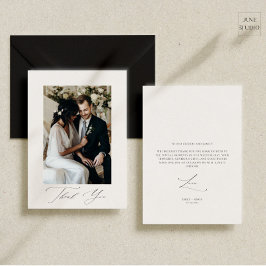 Modernes Script Elegant Wedding Foto Danke Karte