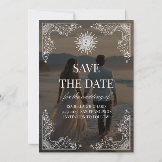 Modernes Script Elegant Wedding Foto Save the Date (Vorderseite)