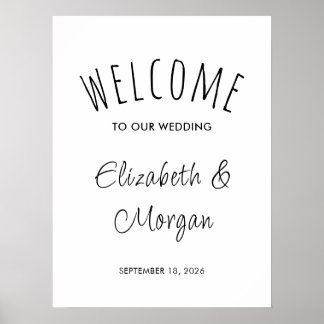 Modernes Script Elegant Wedding Welcome Sign Poster