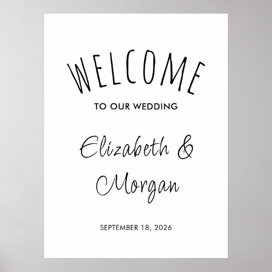 Modernes Script Elegant Wedding Welcome Sign Poster (Vorne)