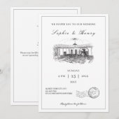 Modernes Script Eleganter QR Code Hochzeit Einladung (Vorne/Hinten)